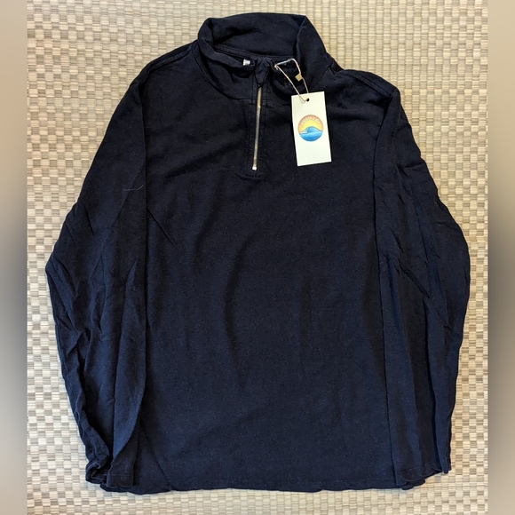 NWT Jungmaven IWEYOU Hemp Merino Wool 1/4 Zip Sweatshirt Black Men's Size Medium